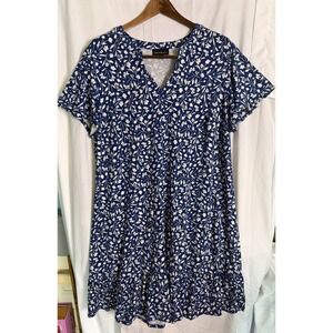 Fortune And Ivy Women's Blue White Floral Ruffle Flutter Sleeve Dress Size 2 X